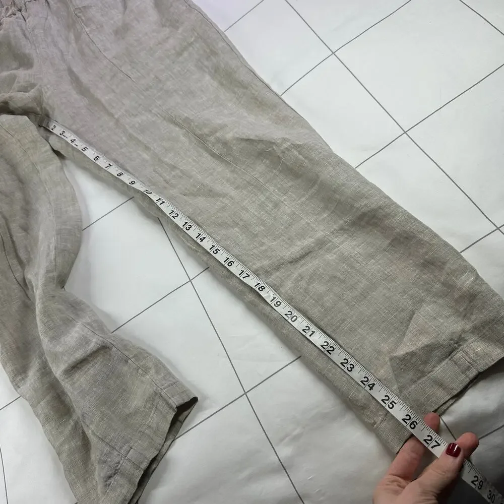 Quince Pants Womens Medium Flax Cream 100% European Linen Tapered Ankle Relaxed - Picture 10 of 12